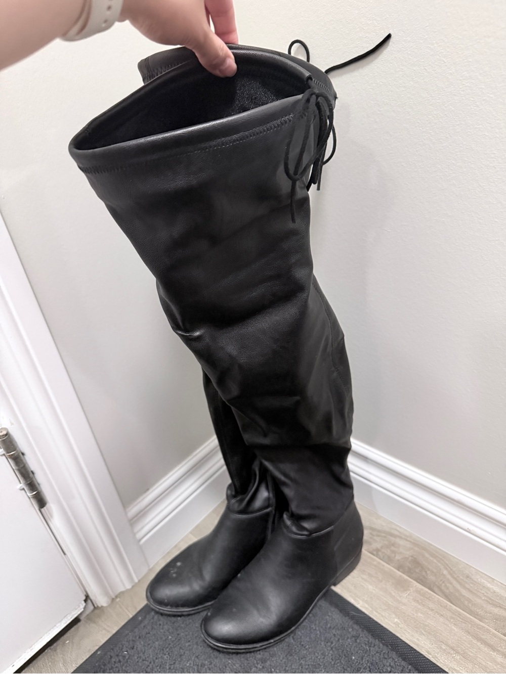 Black Over-the-Knee Women’s Boots - Faux Leather